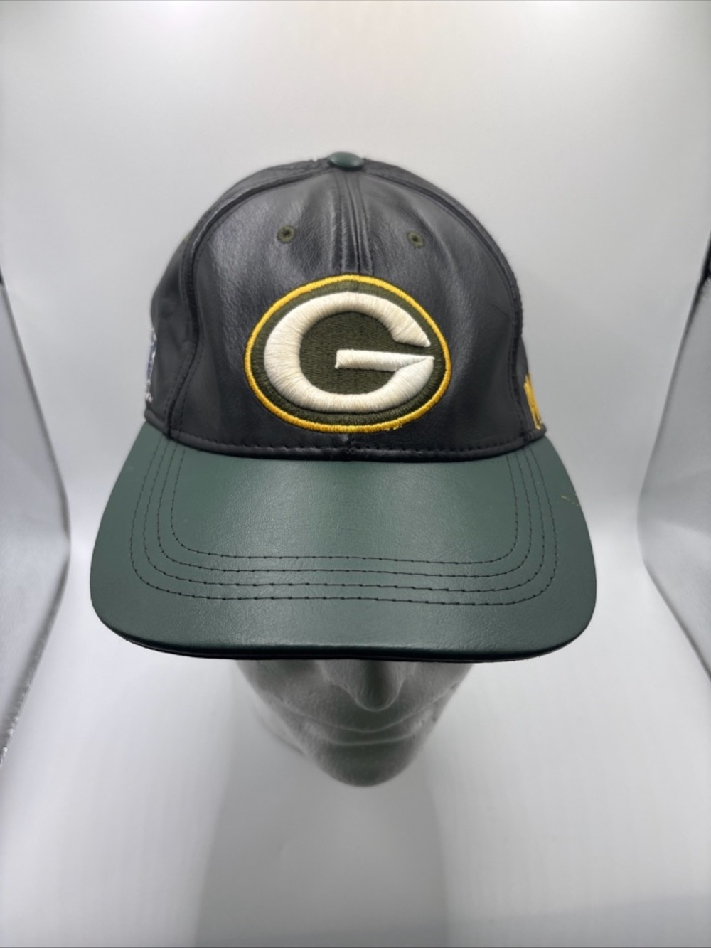 Vintage Green Bay Packers Leather Hat Logo Athletic USA Strapback NFL